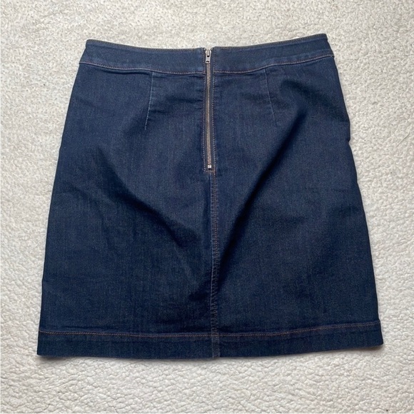 Loft Dark Denim A-line Mini Skirt Zipper Pockets Size 2 - Picture 5 of 7